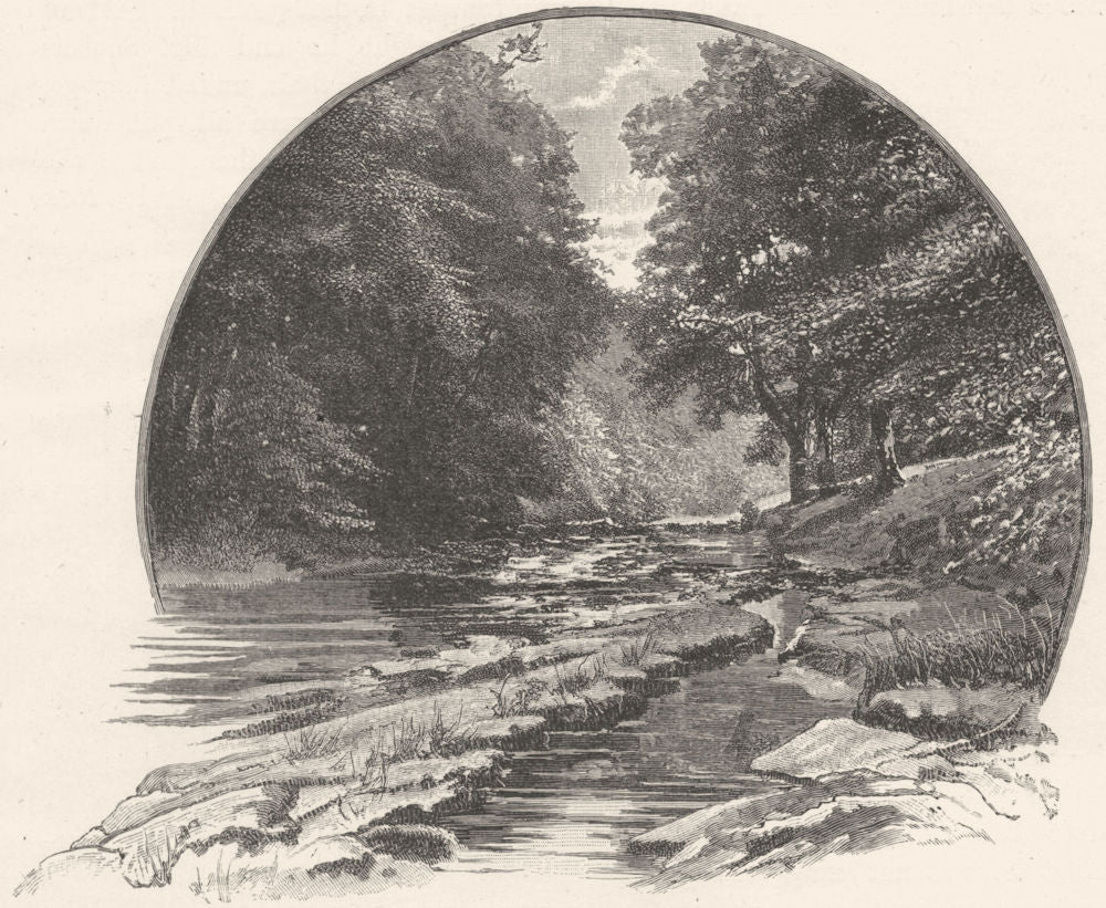 DURHAM. On the Greta at Rokeby 1901 old antique vintage print picture